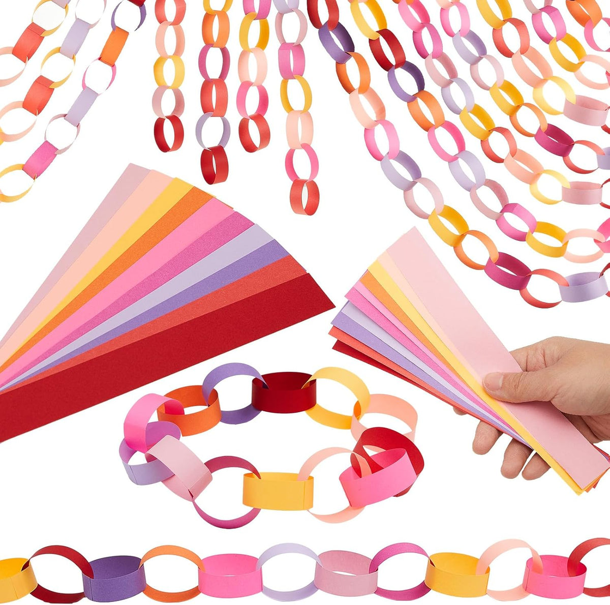 Lincia 600 Sheet Halloween Paper Chain Garland, Construction DIY Crafts Chain Strip for Fall