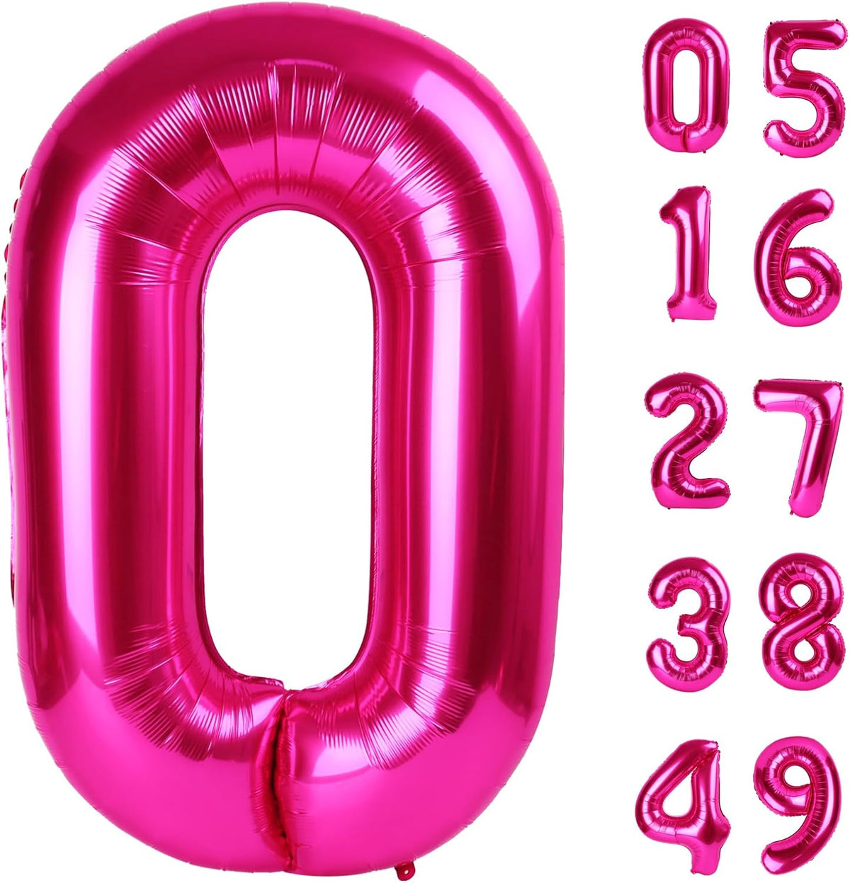 Hot Pink Helium Number Balloon 40 Inch, Giant Foil Hot Pink Number 0 Birthday Balloons, Large