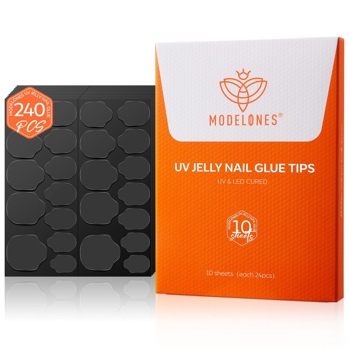 modelones Nail Adhesive Tabs 240pcs - UV Jelly Nail Glue Stickers for Press on Waterproof