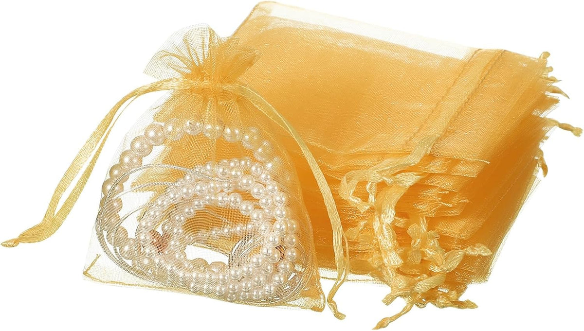 uxcell 50 Pcs Organza Gift Bags, 2.7x3.5 Inch Drawstring Pouches Jewelry Gift Bags, Small Wedding