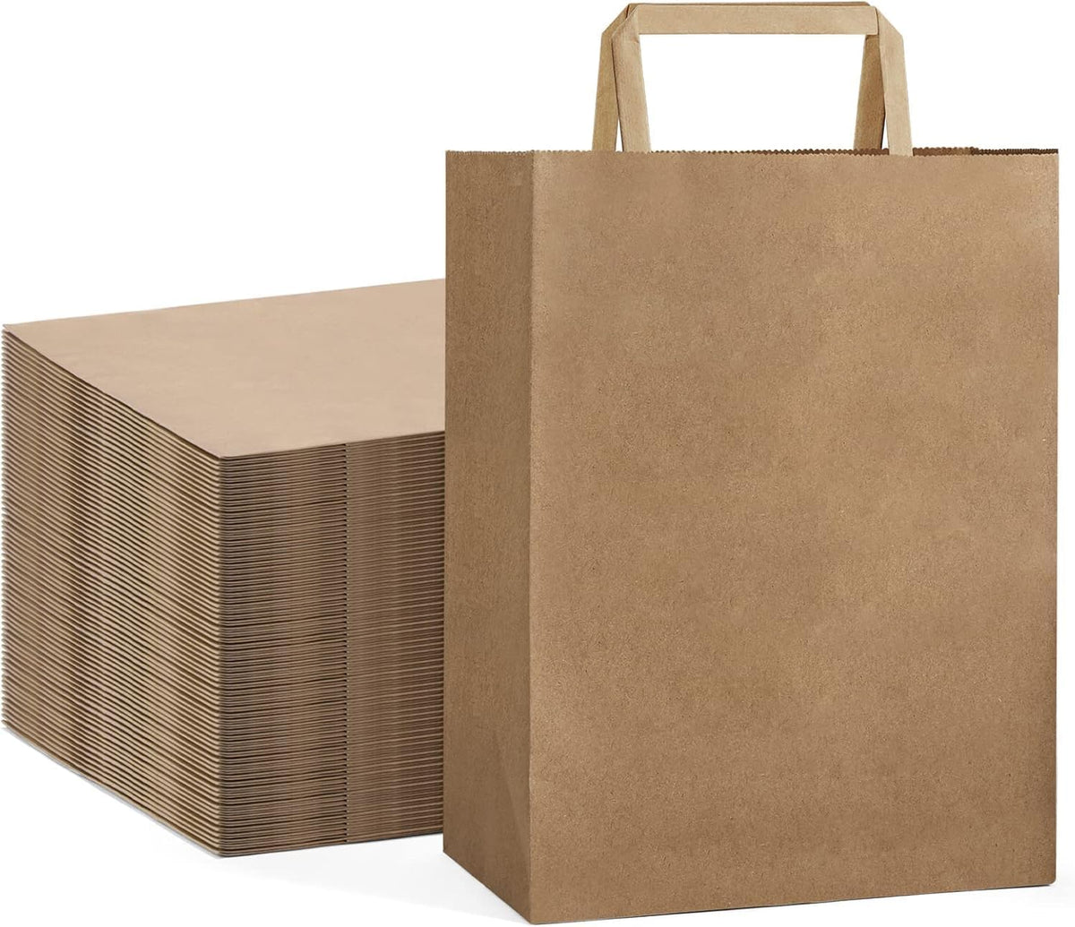 GSSUSA Brown Paper Bags with Handles 200 Pack Brown Gift Bags10 X5 X13 Kraft Paper Bags, for