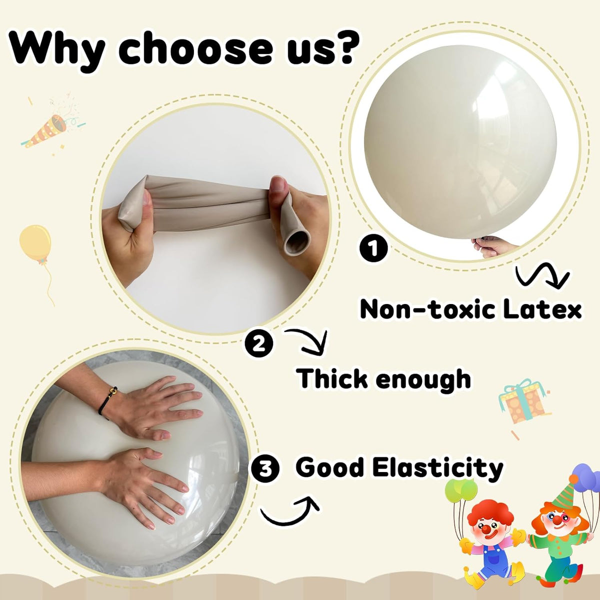 30 pcs Sand White Balloons 18 Inch - Large Thick Latex Balloon for Birthday Bridal Shower Wedding