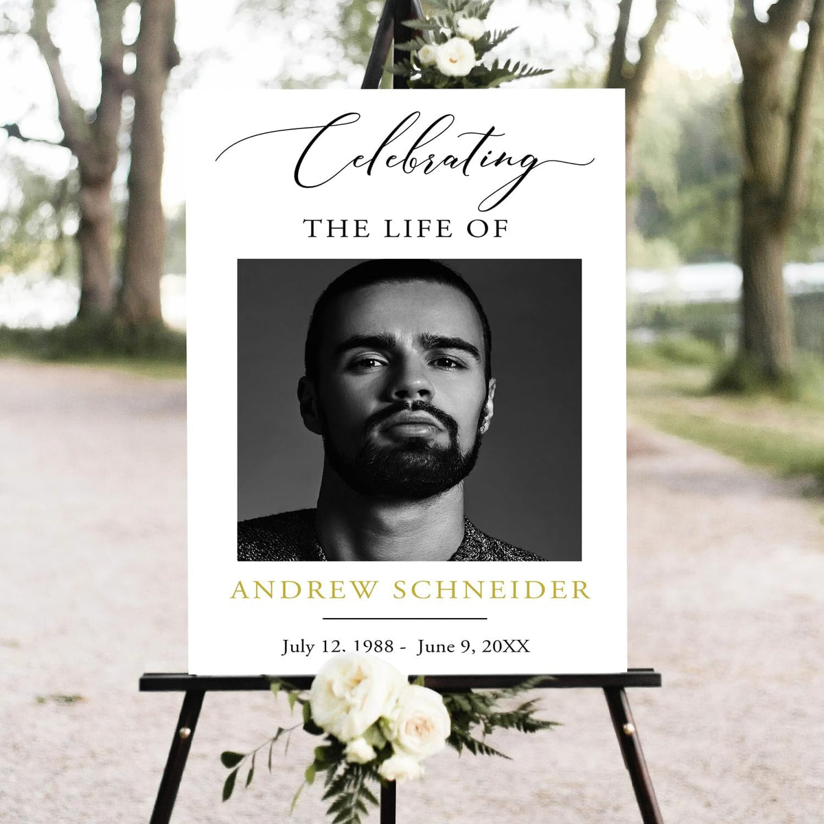 Funeral Welcome Sign, Obituary Template, Minimalist Funeral decor, Celebrating the Life Sign, Large