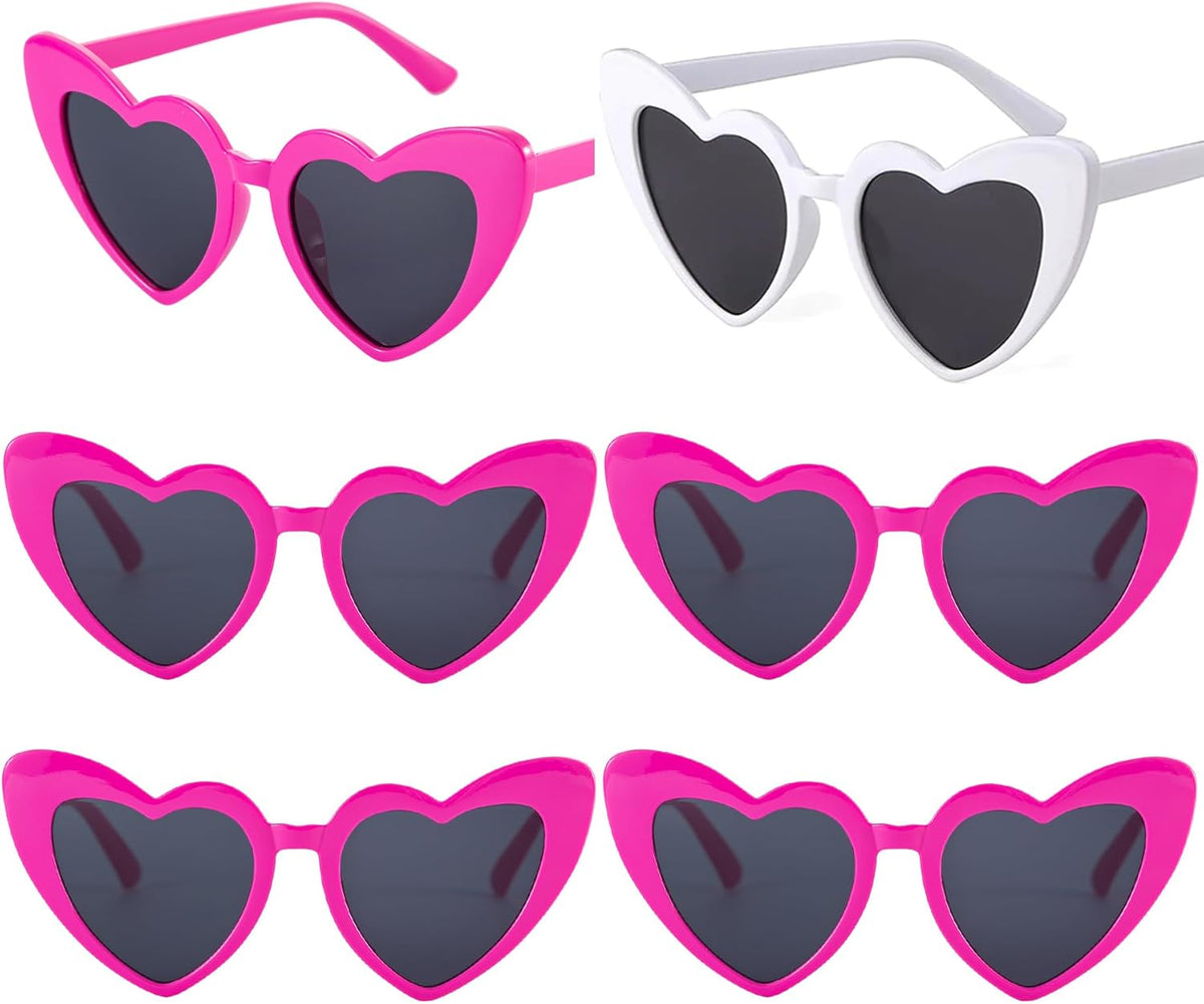 Bachelorette Party Favor Sunglasses 6 Pack,Retro Cat Eye Heart Sunglasses for Women,Bridesmaid