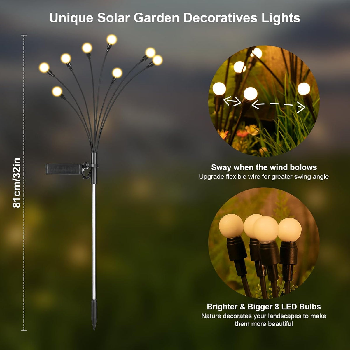 ASMAD Solar Lights Outdoor(6-Pack, 48 LEDs), Solar Garden Lights, Outdoor Decorations, Firefly