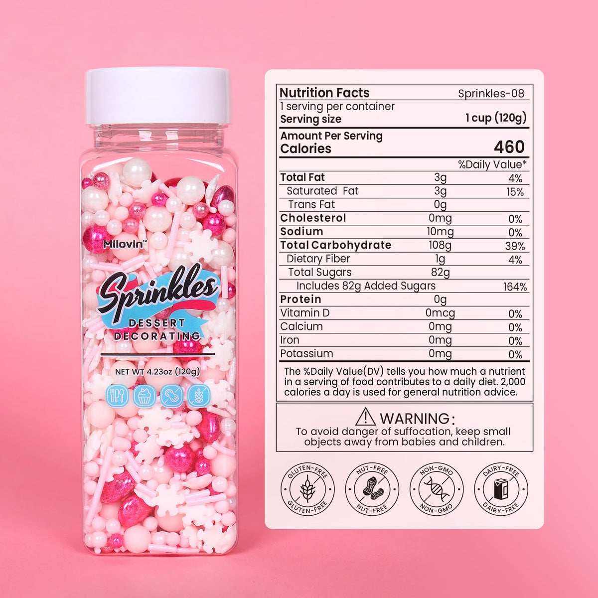 Pink Sprinkles for Cake Decorating, Pink Pearl Sprinkles, Metallic Sprinkle Mix for Cupcakes