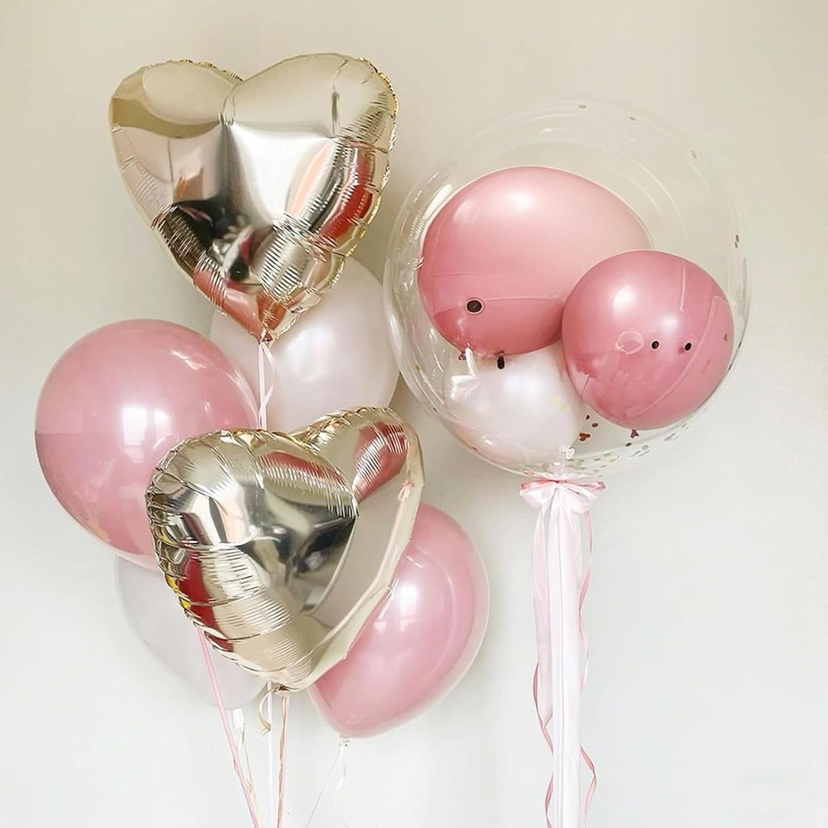 Champagne Gold Heart Balloons,12Pcs 18 Inch Light Gold Foil Love Heart Shaped Balloons for Pastel