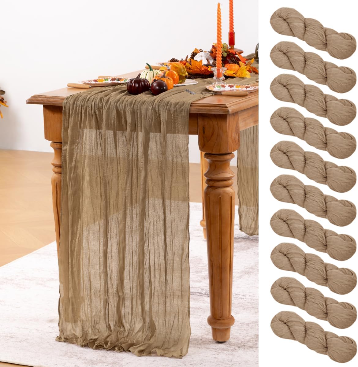 Nude Cheesecloth Table Runner 10 Pack Fall Table Runners Boho Gauze 120 Inches Coffee Cheese Cloth
