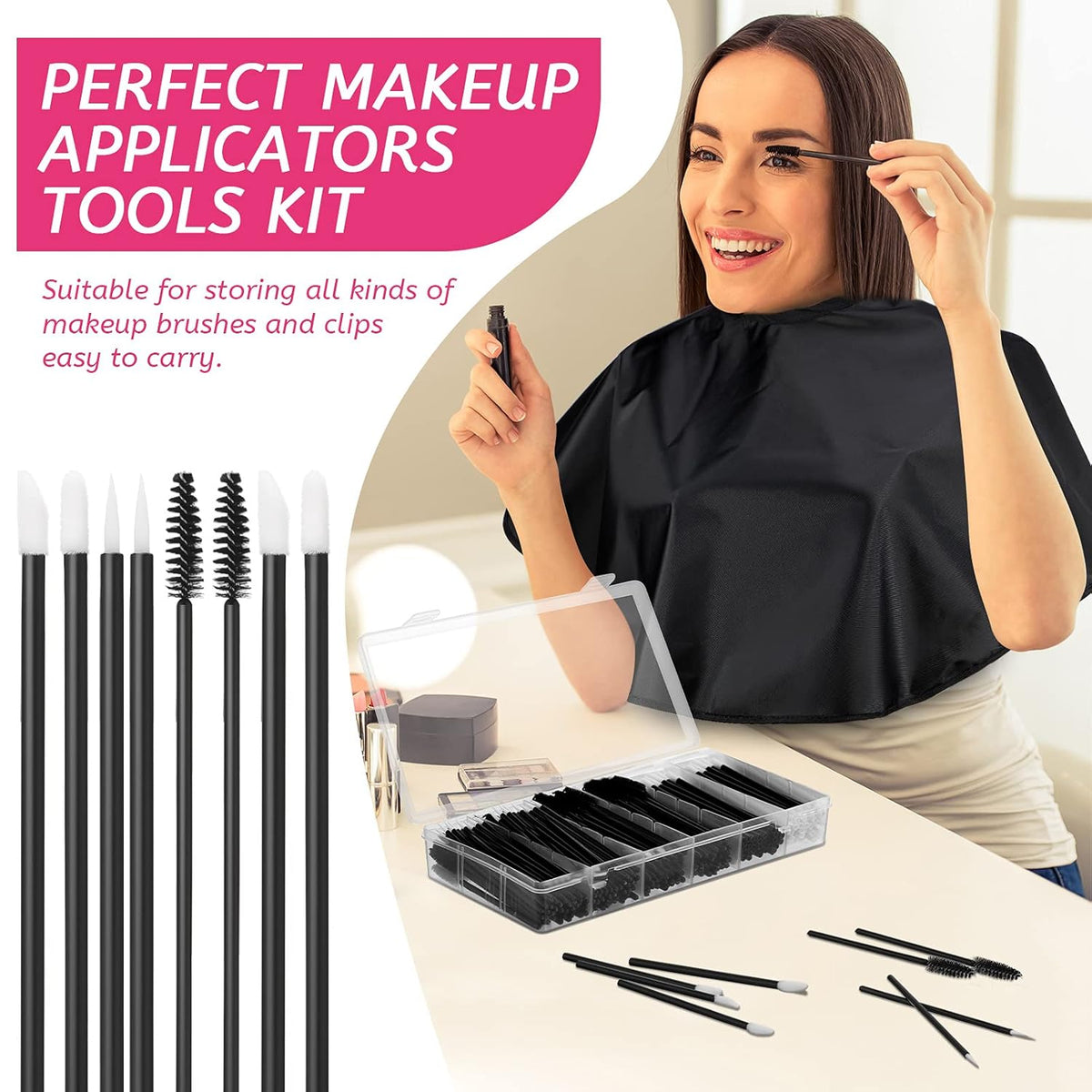 Maitys 260 Pieces Disposable Makeup Tools Kit, Eyeliner Brushes Mascara Wands Lipstick Applicators