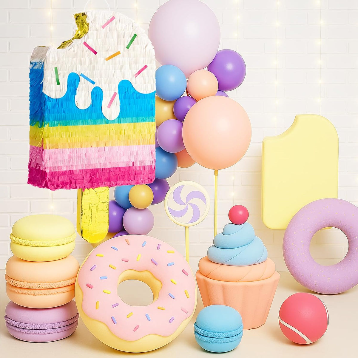 WERNNSAI Ice Cream Piñata - Sweet Summer Birthday Party Decorations Kids Colorful Popsicle Pinata