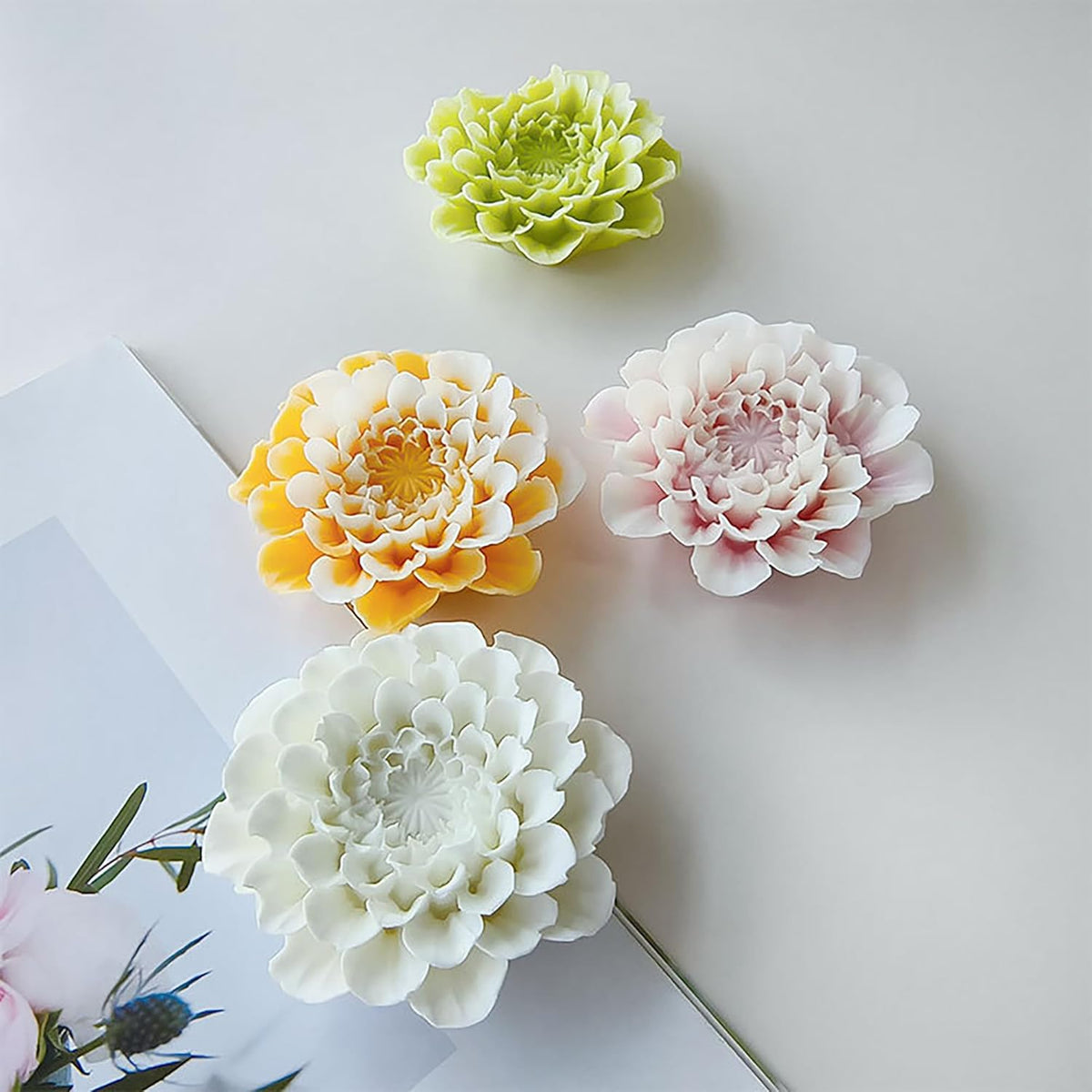 Large Flower Succulent Candle Mold Resin Casting Silicone Molds for Home Decor & Candle Making Wave