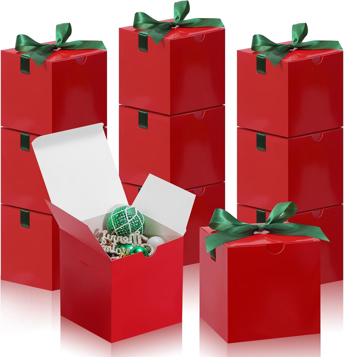DOYIDE Small Gift Boxes, 20 Pack 5x5x5 Inch Red Elegant Paper Boxes with Ribbons, Crafting