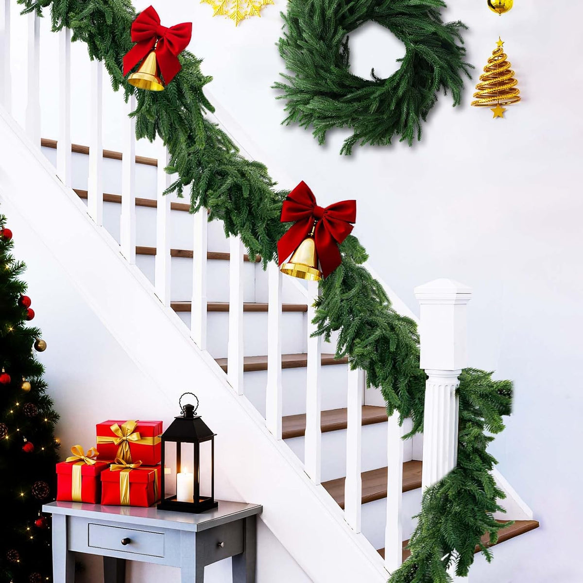 2 Pack 6FT Real Touch Norfolk Pine Garland – Artificial Evergreen Greenery Christmas Decoration for