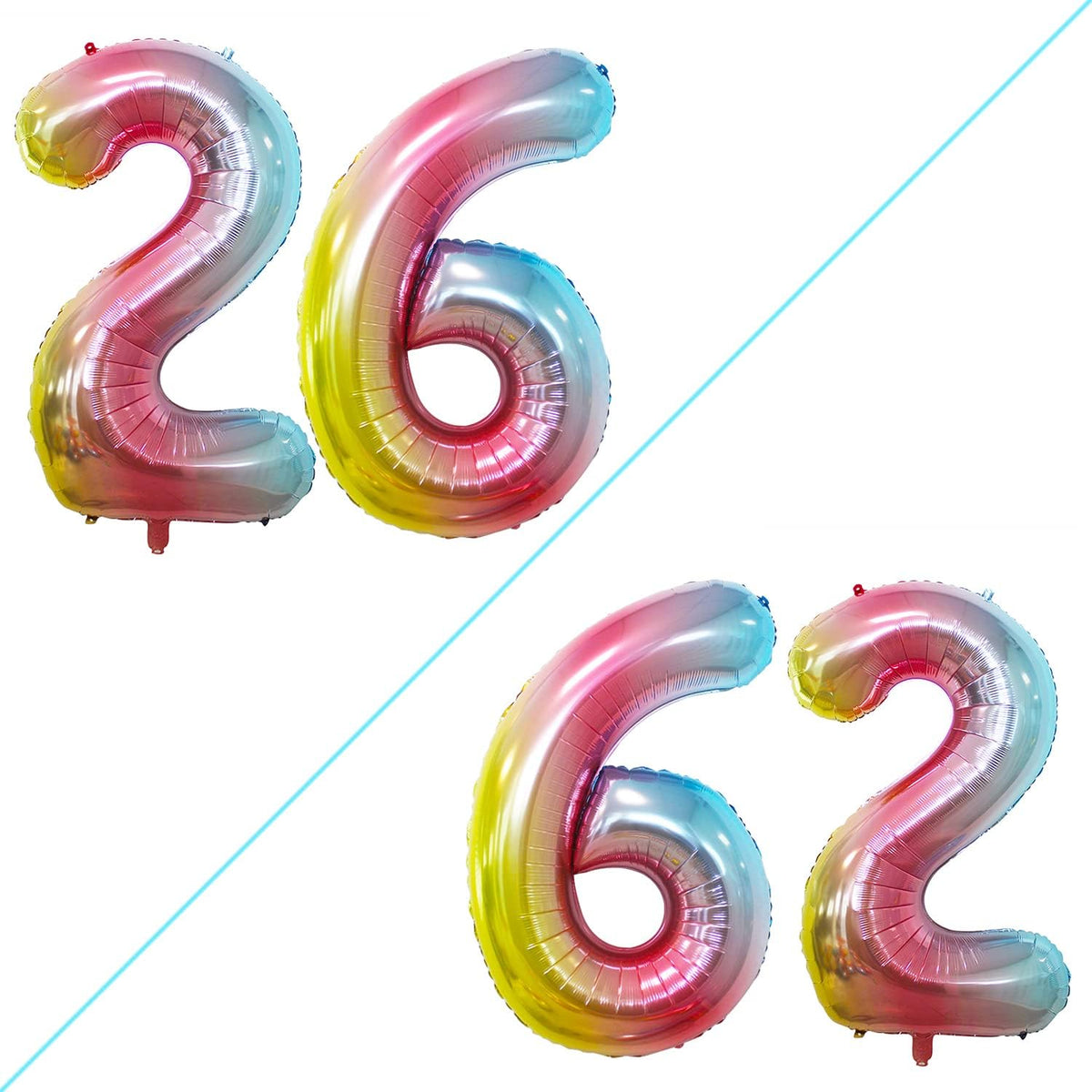 GOER Number 26 Balloons for 26th Birthday Party Decorations,42 Inch Jumbo Foil Helium 62 Balloons