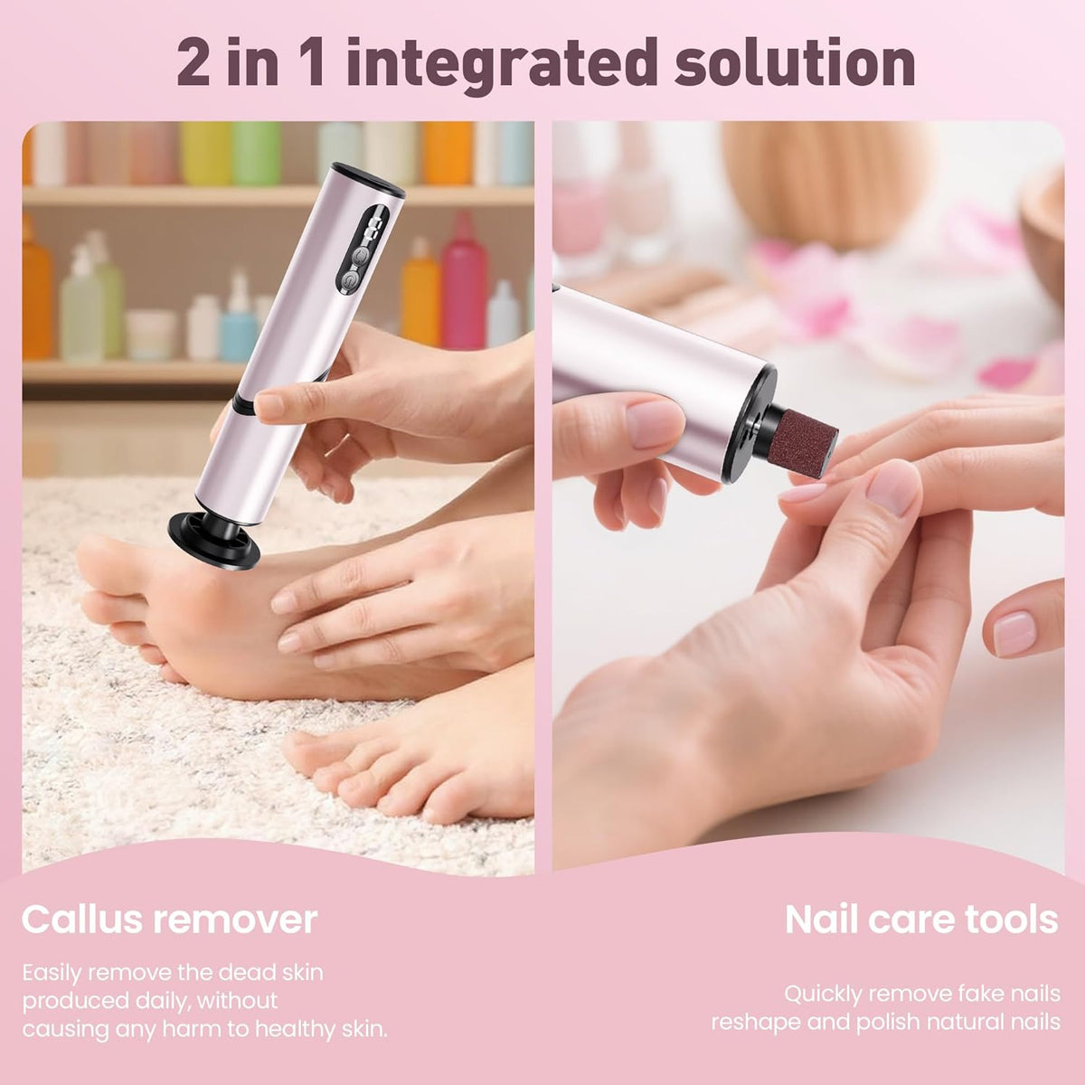 Electric Foot Callus Remover,2 in1 Rechargeable Callus Remover for Feet,9-Speed Wireless Electric