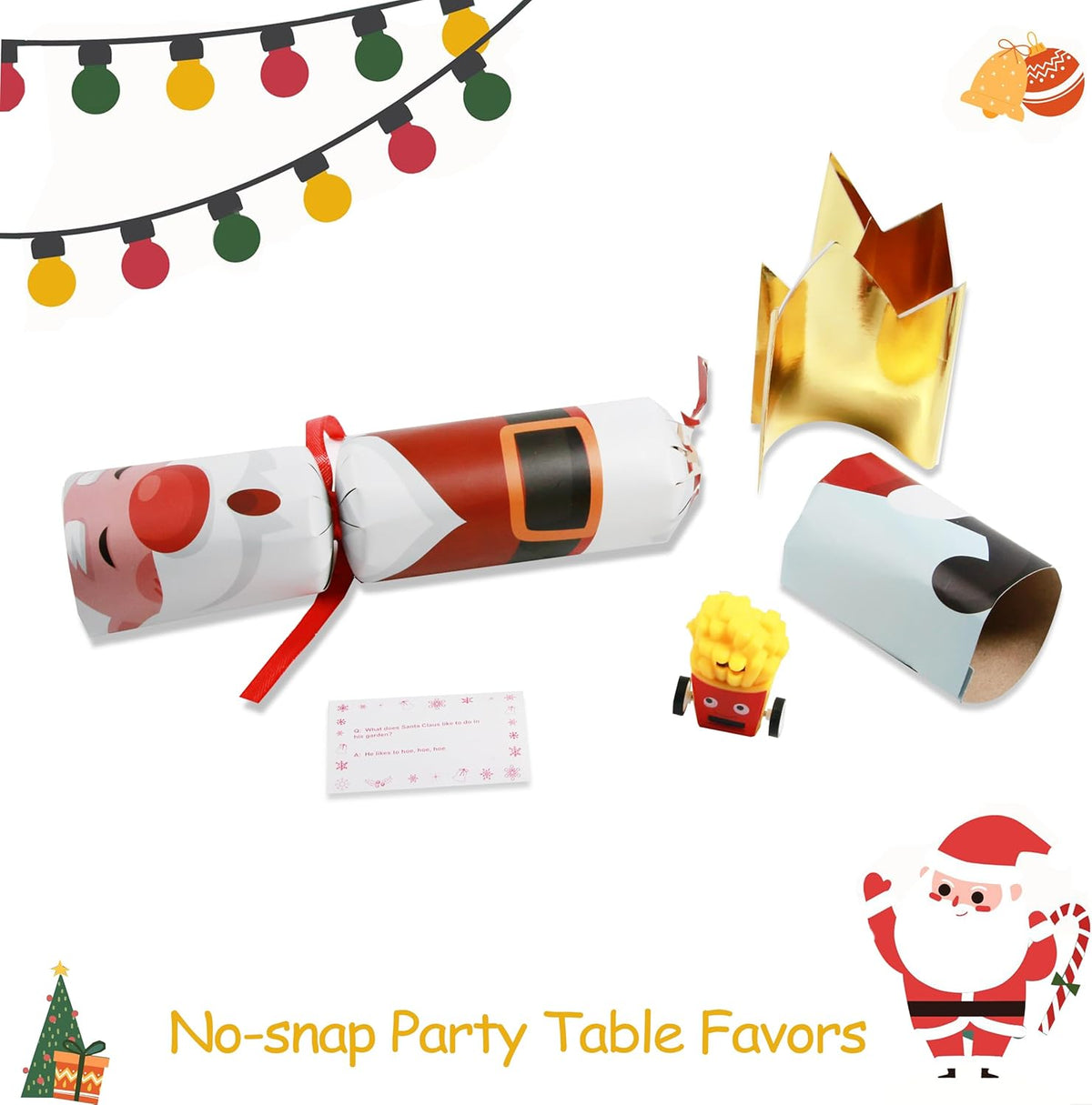 12 Pack Christmas No-snap Party Table Favors, Christmas Themed Holiday Supplies with Party Hat