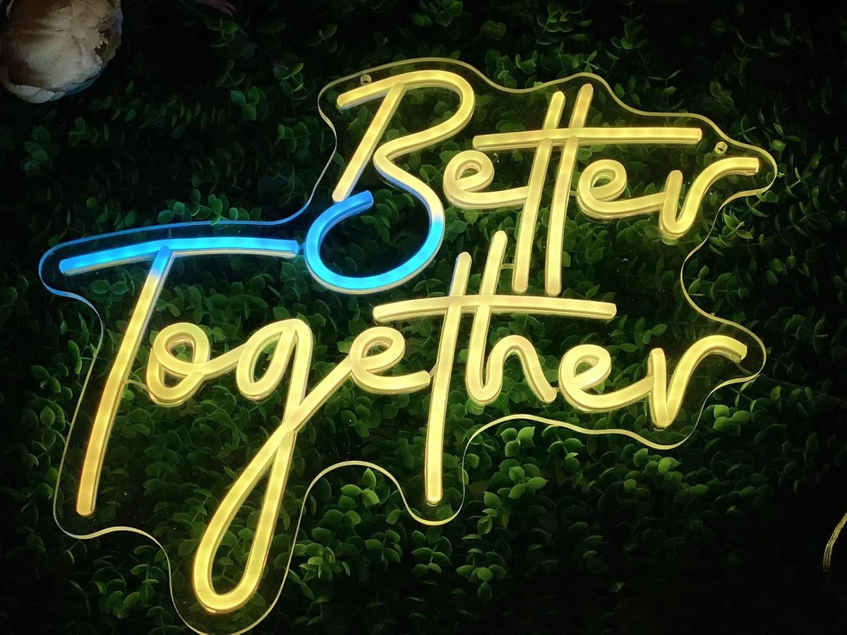 Ulalaza Smart RGB & Color Flow Effect Better Together LED Neon Sign with Remote & App Control Music
