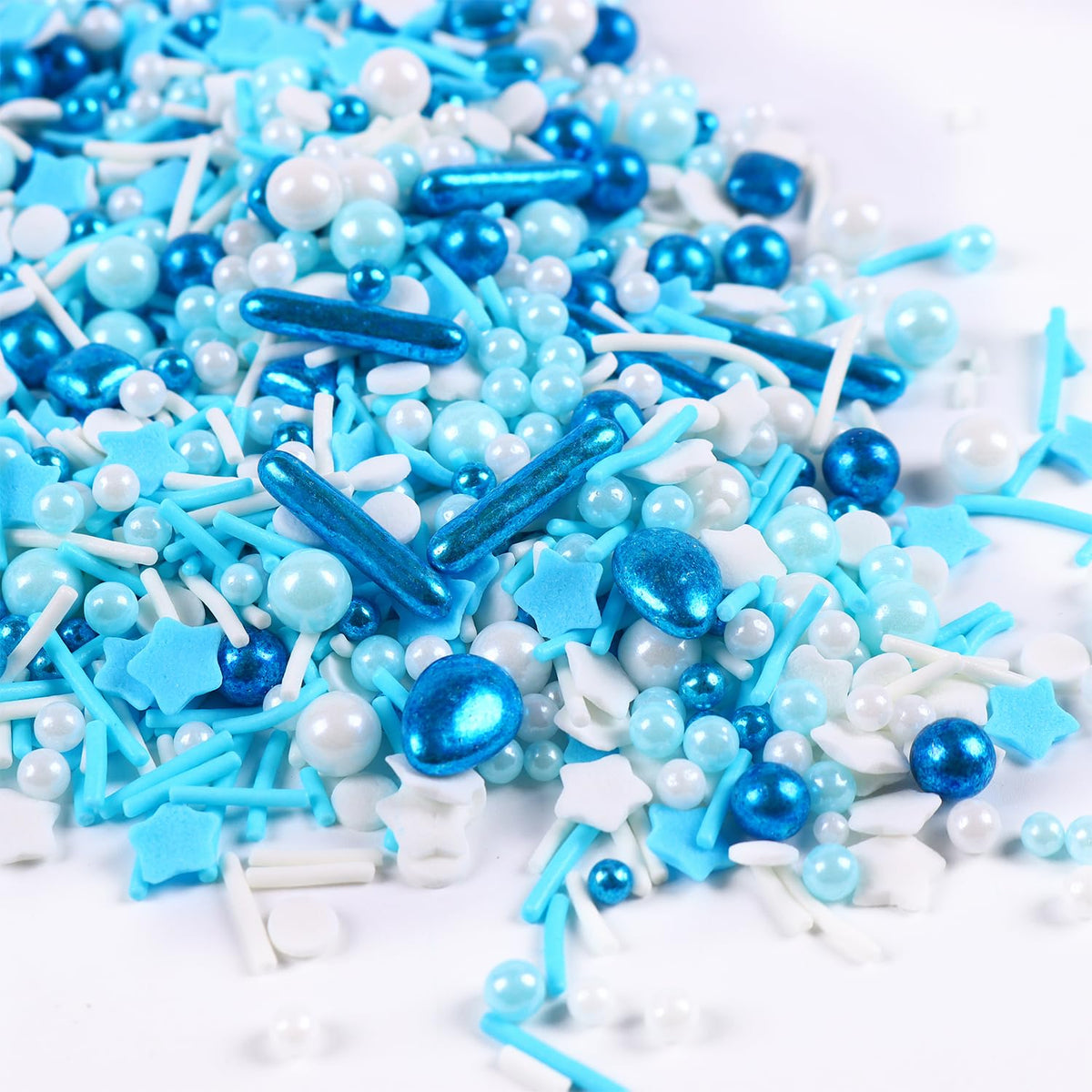 Blue Sprinkles for Cake Decorating, Galaxy Blue Sprinkles Mix, Metallic Sprinkle Mix for Cupcakes