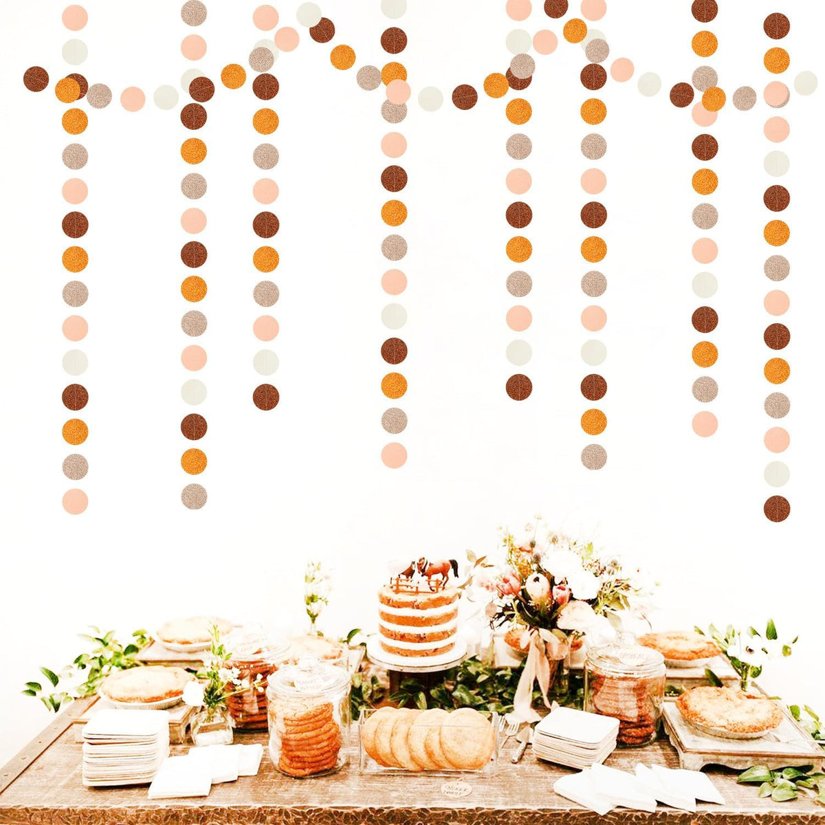 Orange Brown Rose-Gold Party-Decorations Streamers-Garland - 52ft Boho Fall Groovy Birthday Hanging