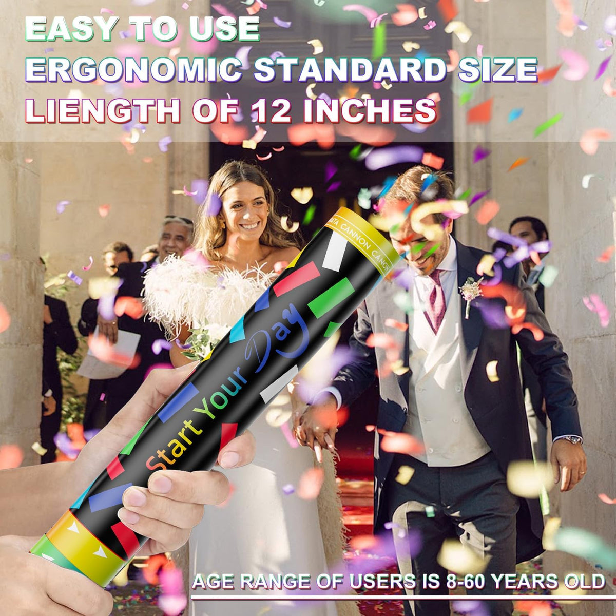 Confetti Cannons, 15 Inch+Longer Confetti Shooters Party Poppers, WORKKEEP Confetti Popper Air