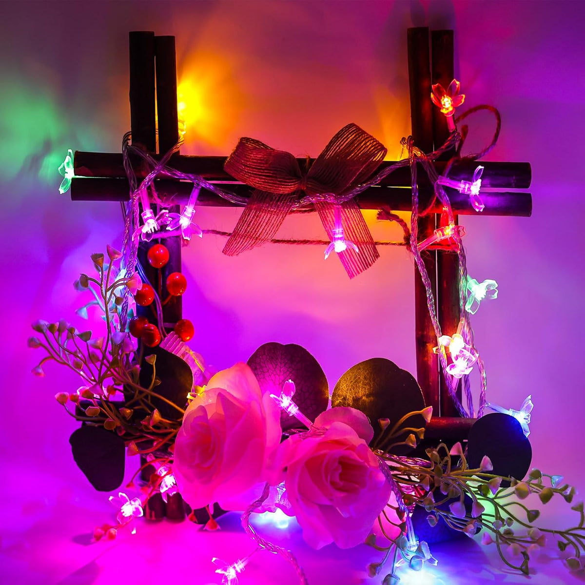 Flower Fairy String Lights, 33ft 100 LED Cherry Blossom Plug in Easter Christmas Tree Hanging Décor