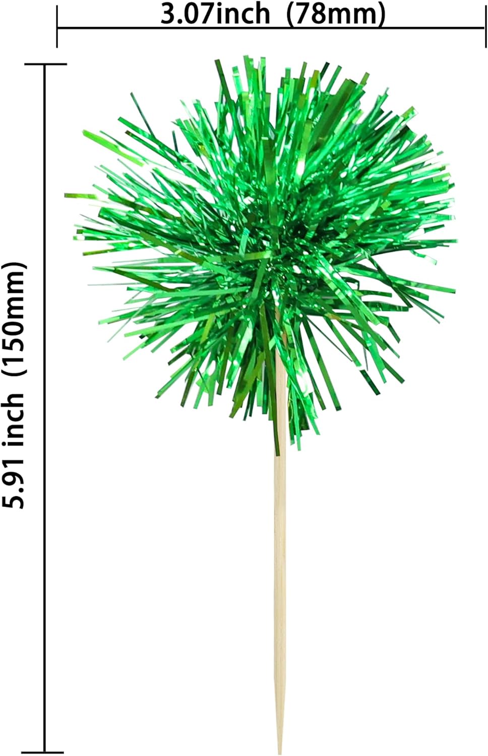 Ephlyn 30Pcs Foil Firework Cupcake Toppers Party Birthday Cake Toppers Supplies Sparkle Tinsel