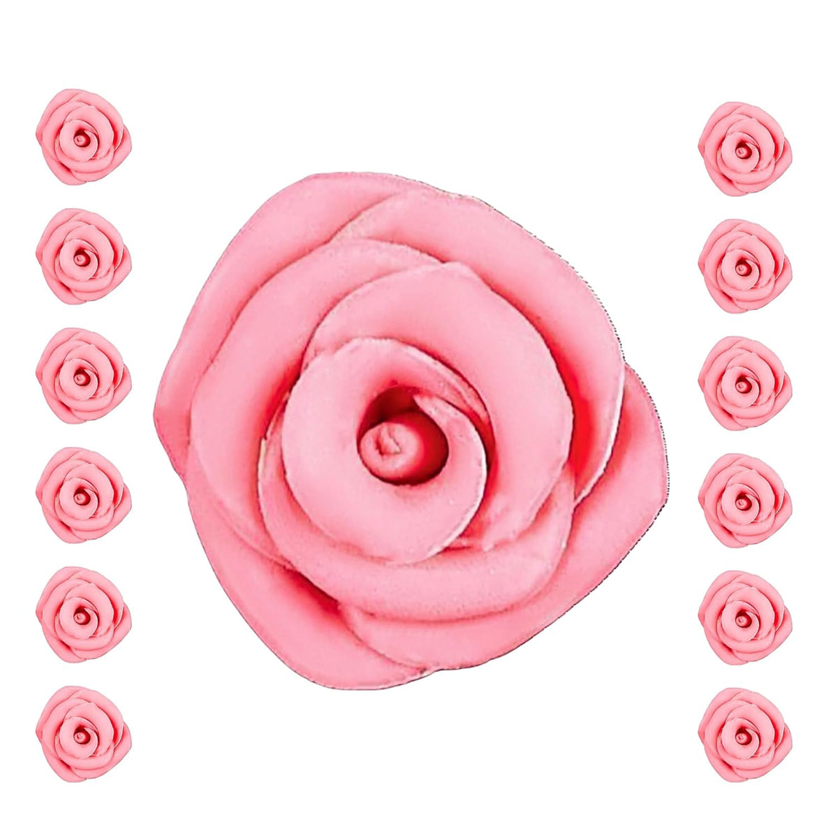 Confect Edible Rose Topper- French Rose Toppers – Pack of 12 Pink French Roses for Cakes, Cupcakes