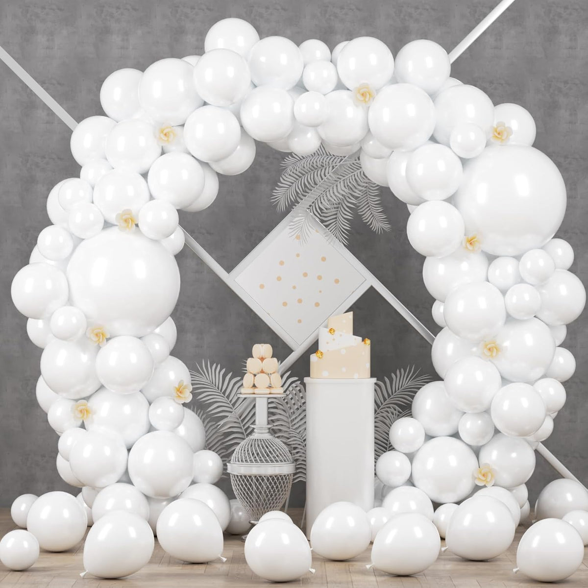 90pack White Balloons Different Size 18/12/10/5 Inch Pearl White Balloon Garland Arch Kit for