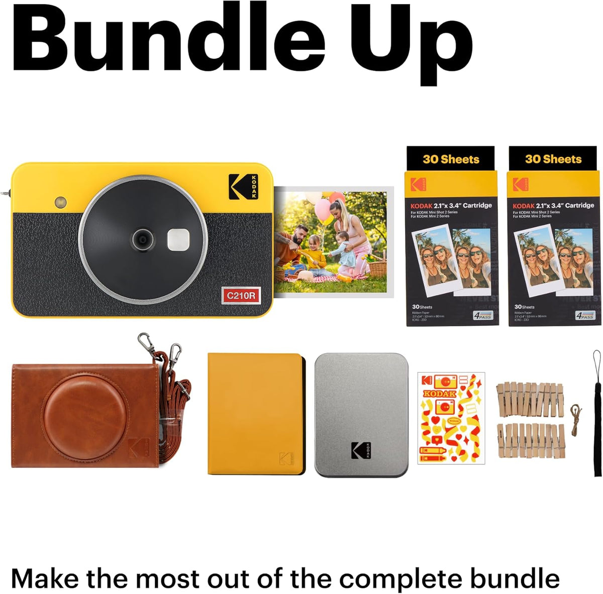 KODAK Mini Shot 2 Retro 4PASS 2-in-1 Instant Digital Camera and Photo Printer (2.1x3.4 inches)
