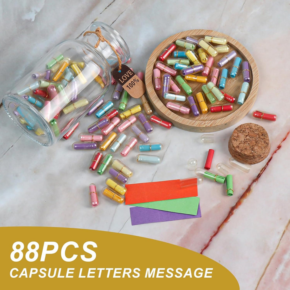 Capsule Letters Message in a Bottle,88pcs Message Pills Love Letter Gift for Boyfriend Girlfriend