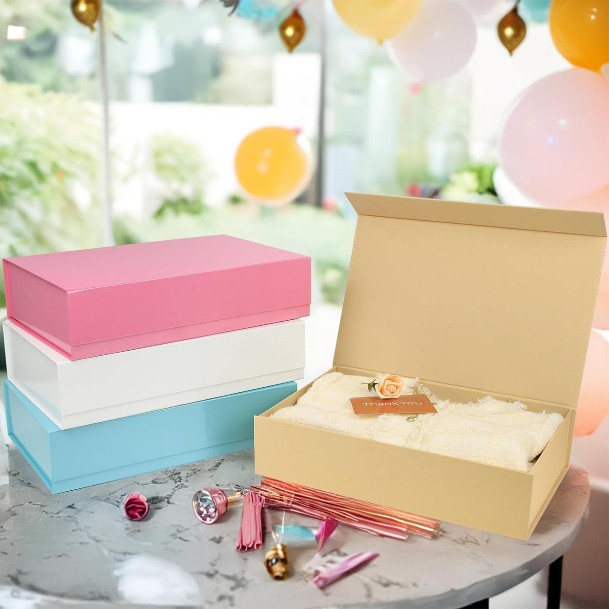 PACKHOME 6 Extra Large Gift Boxes 17.5x11.3x4.3 Inches, Sturdy Shirt Boxes with Magnetic Lids for