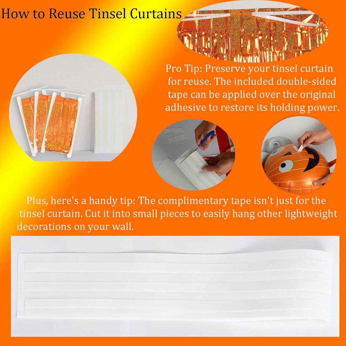 Reusable Foil fringe Curtains Halloween Decor Indoor Party Decorations - Melsan 3 Pack 3.2 x 8.2 ft