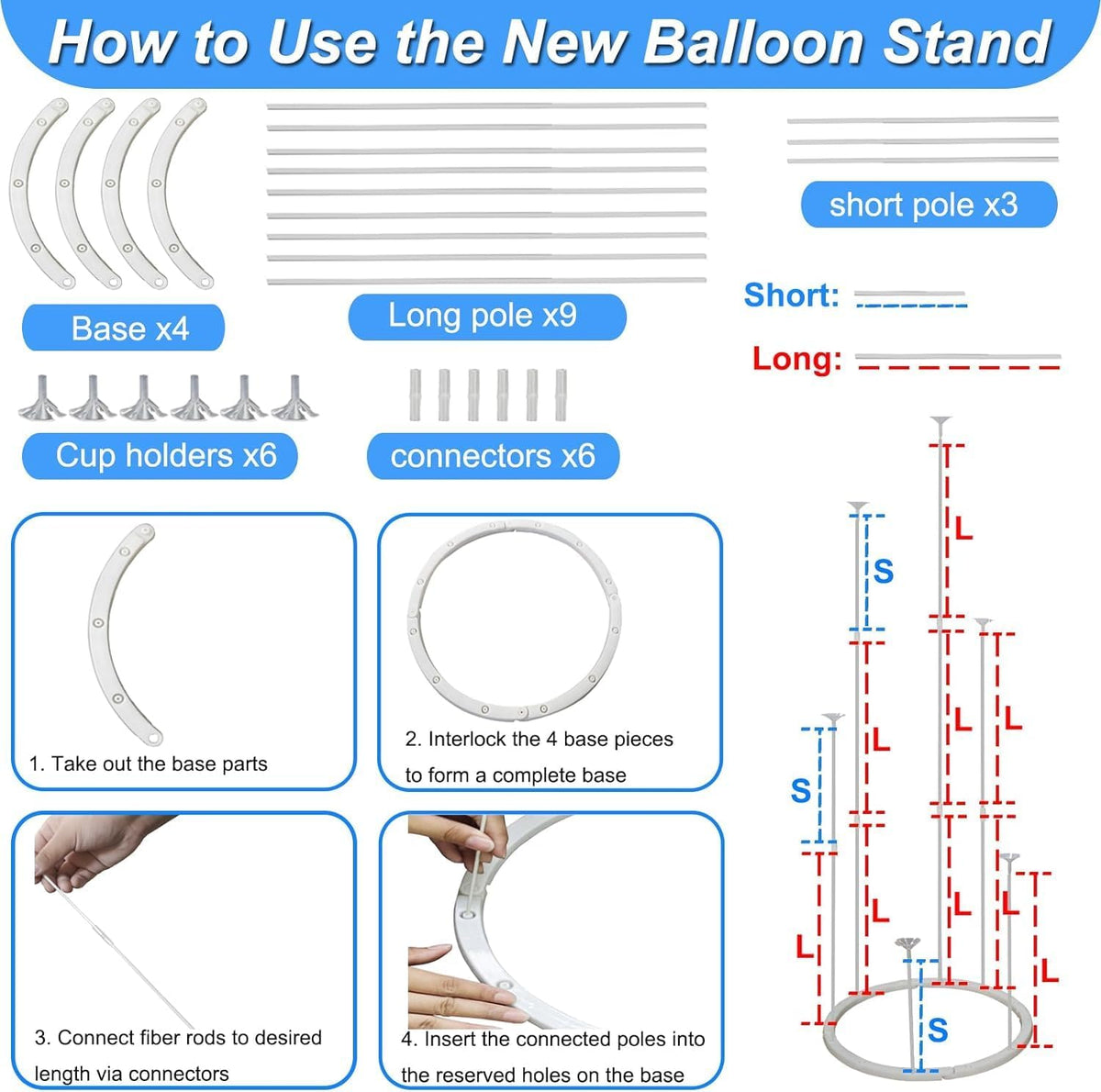 Balloon Arch Kit and Balloon Pump, 10FT Width 9FT Height Adjustable Balloon Arch Stand with NEW