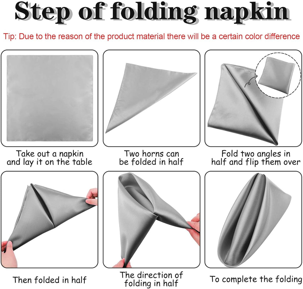 ANECO 12 Pieces Satin Napkins Soft Dinner Napkins Square Table Napkins 17 x 17 Inches for