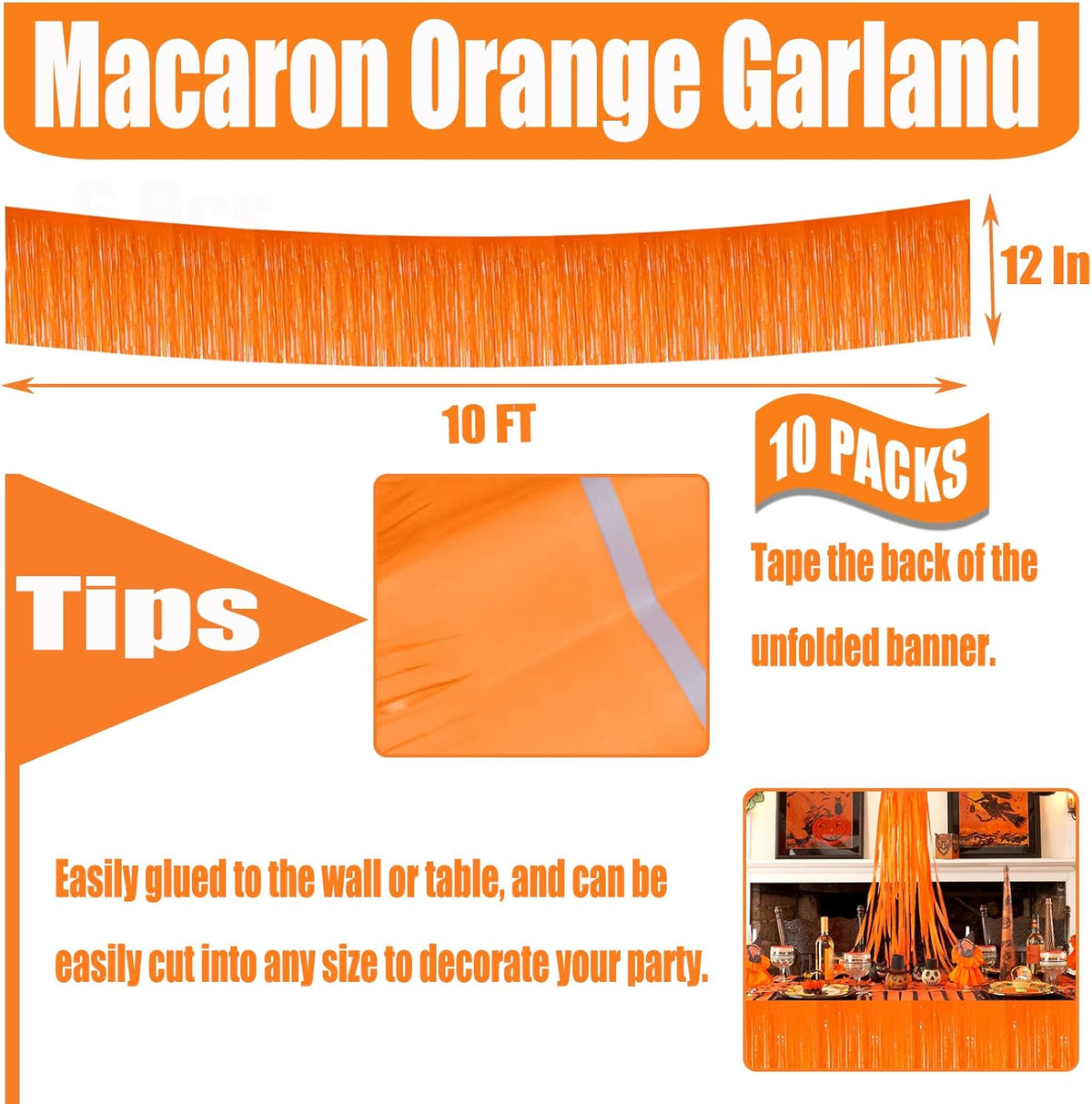 10 Pack 10 Feet Foil Fringe Garland Metallic Tinsel Streamers Banner Wall Hanging Curtain Backdrop