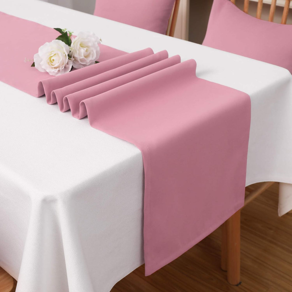 DUALIFE Valentines Day Table Runner 14x72 Inch Pink Table Runner Wedding Anniversary Party Mother's
