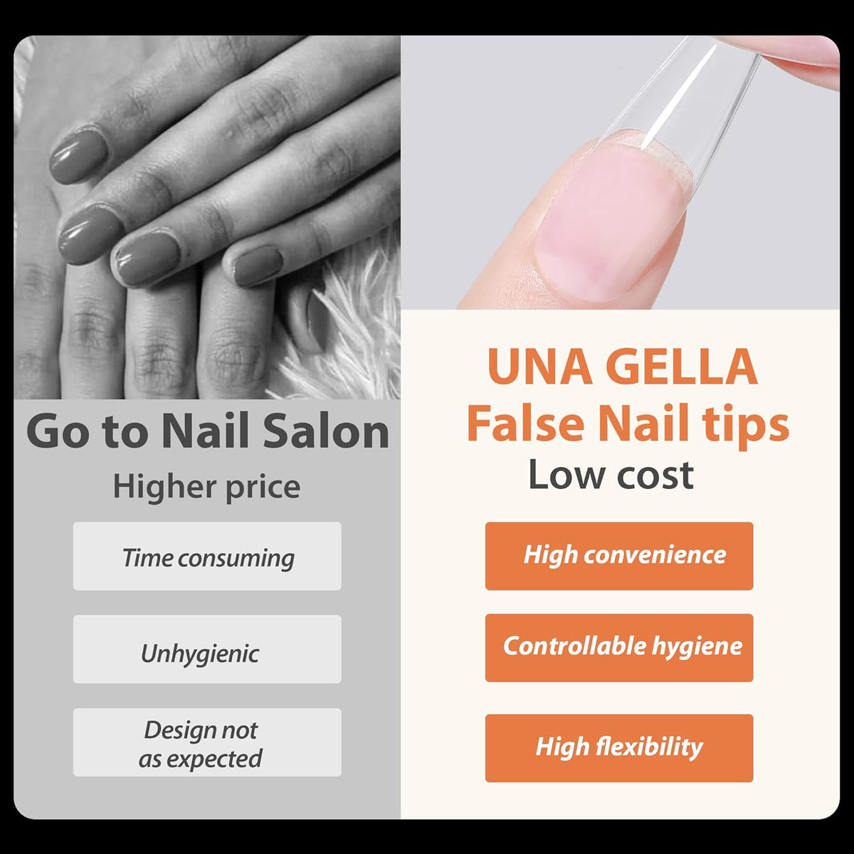 UNA GELLA Duck Fake Nail Tips 504 PCS Clear Soft Gel Short Half Cover Nail Tips Curved for Nail