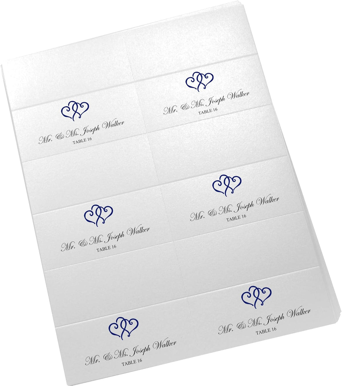 Linked Hearts Printable Place Cards, Navy (Choose Color), Set of 150 (25 Sheets), Laser & Inkjet