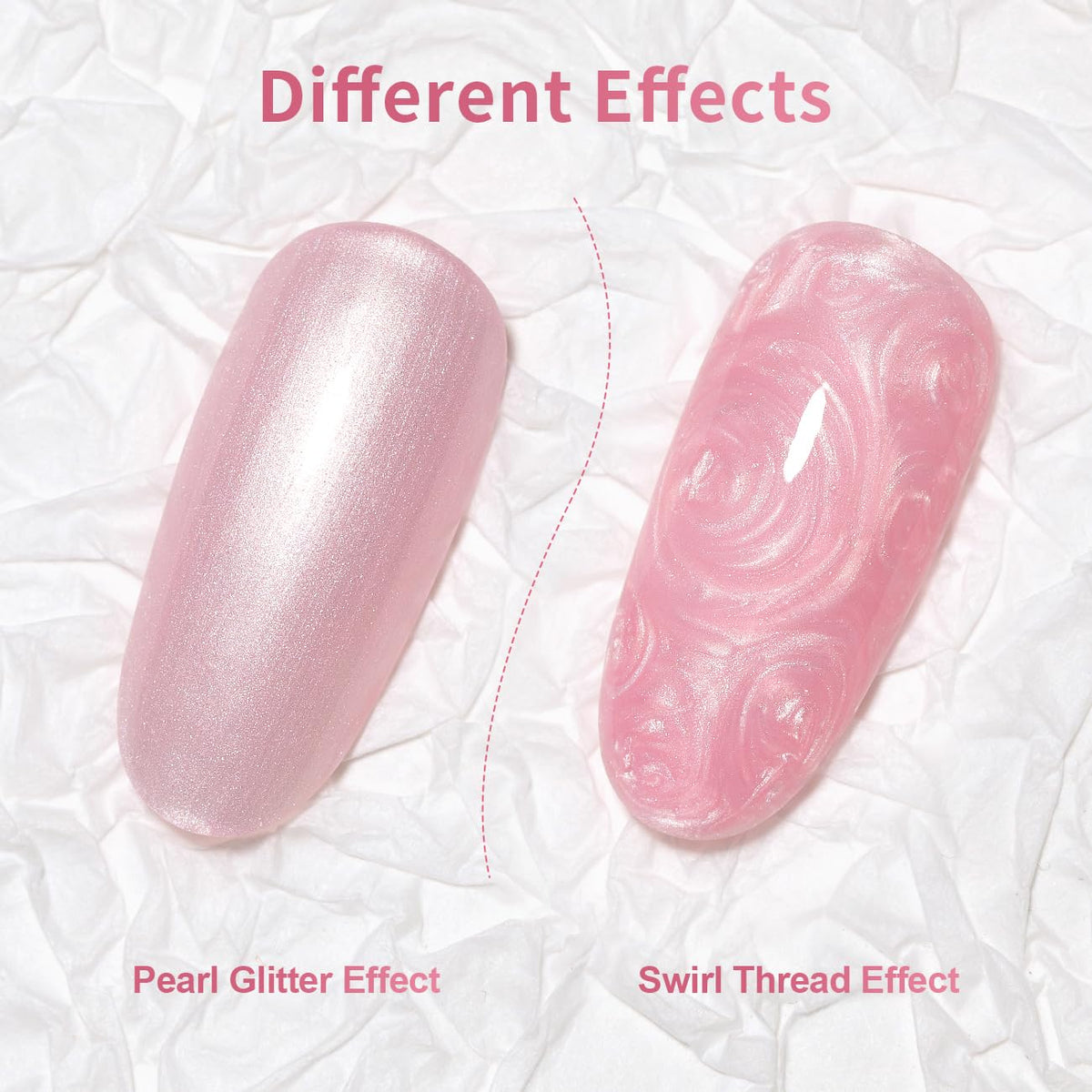 RARJSM Pearl Pink Nail Art Gel Liner Pearlescent Shell Glitter Swirl Effect Gel Nail Polish 8ml