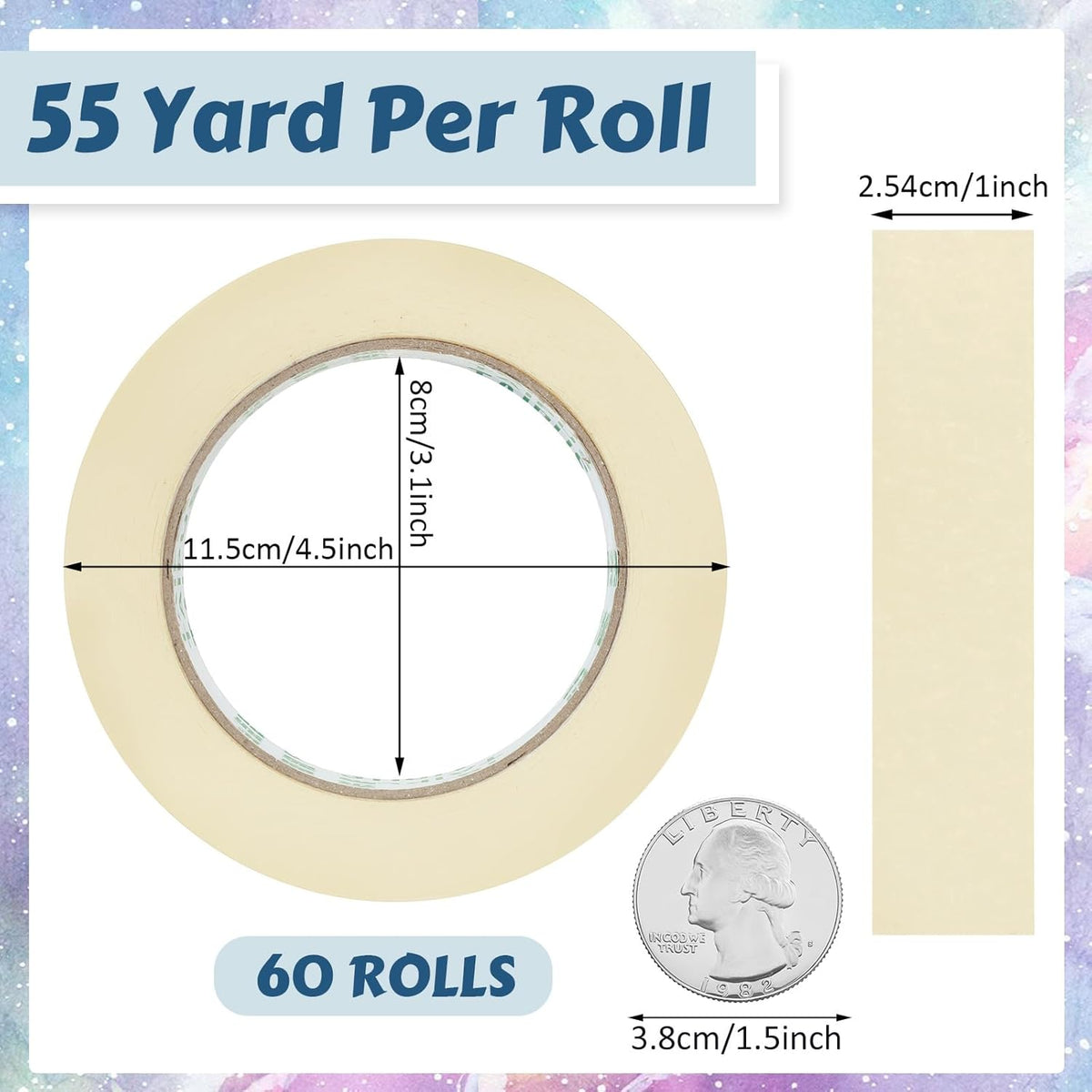 Masking Tape Bulk General Purpose Masking Painting Tape 55 Yards for Painting Home Office School
