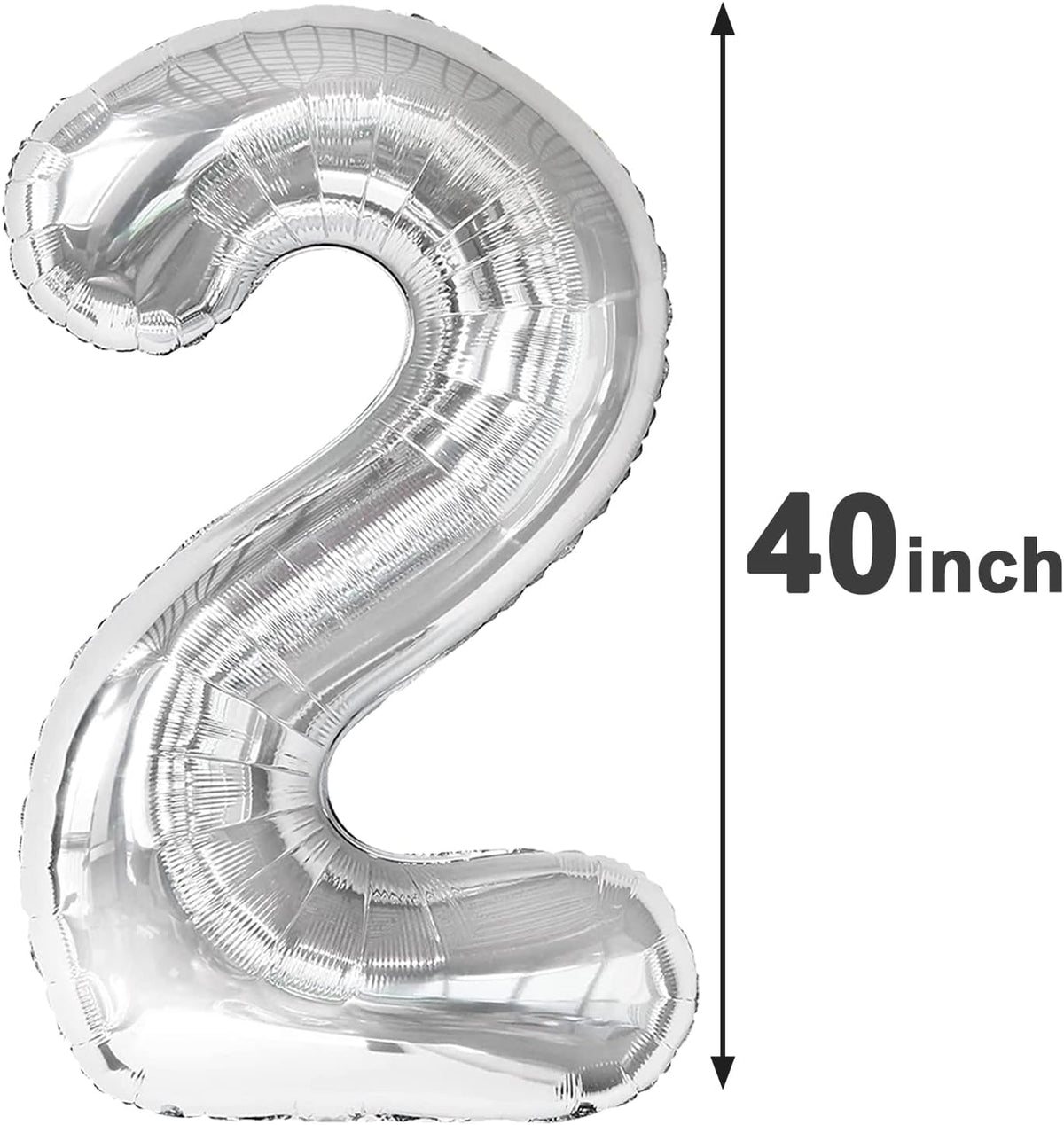 Silver 40 Inch Big Number Balloon Birthday Decoration, Number 2 Helium Balloon 12 20 22 23 24 26