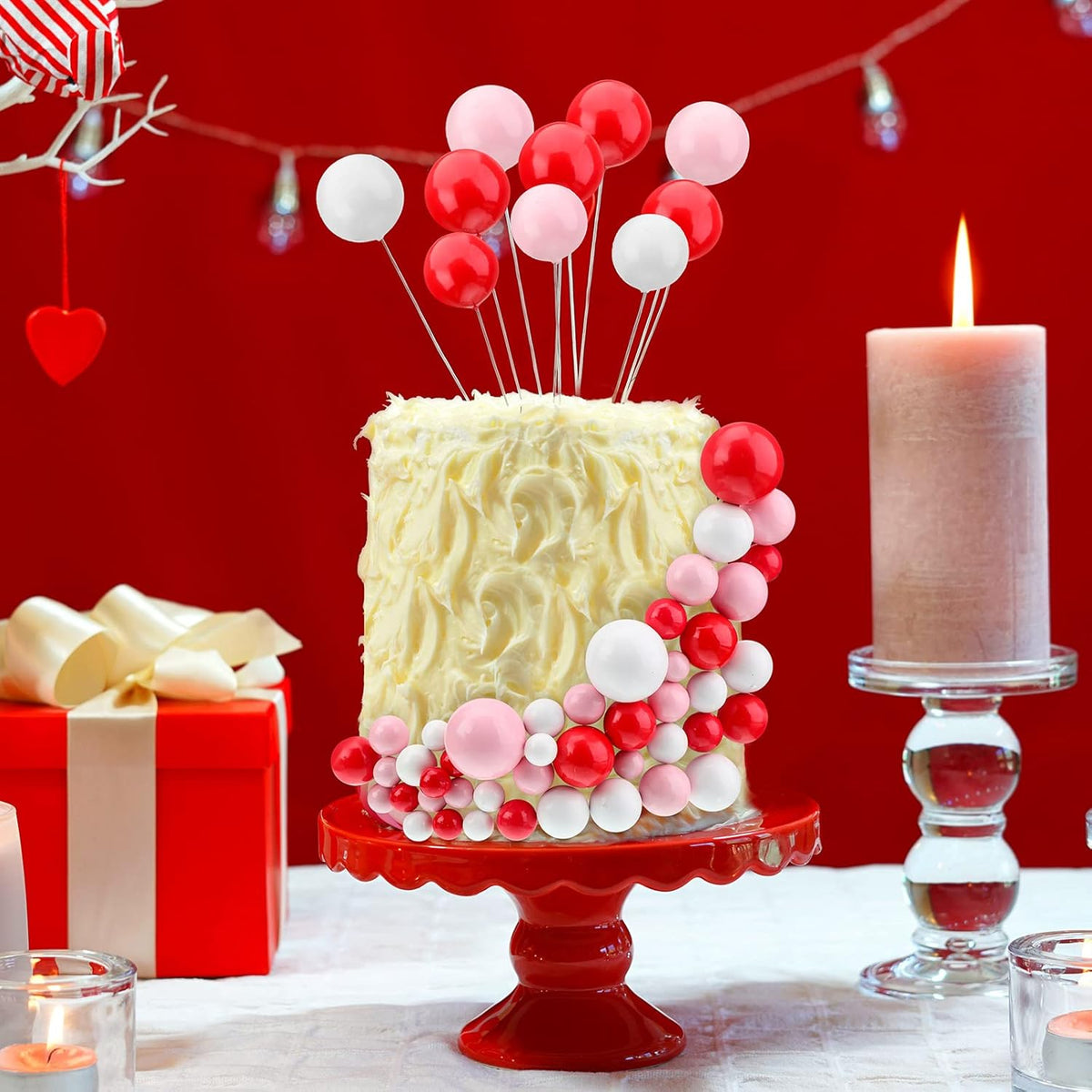 108 Pcs Balls Cake Topper DIY Cupcake Insert Foam Balloons for Cake Baking Wedding Anniversary