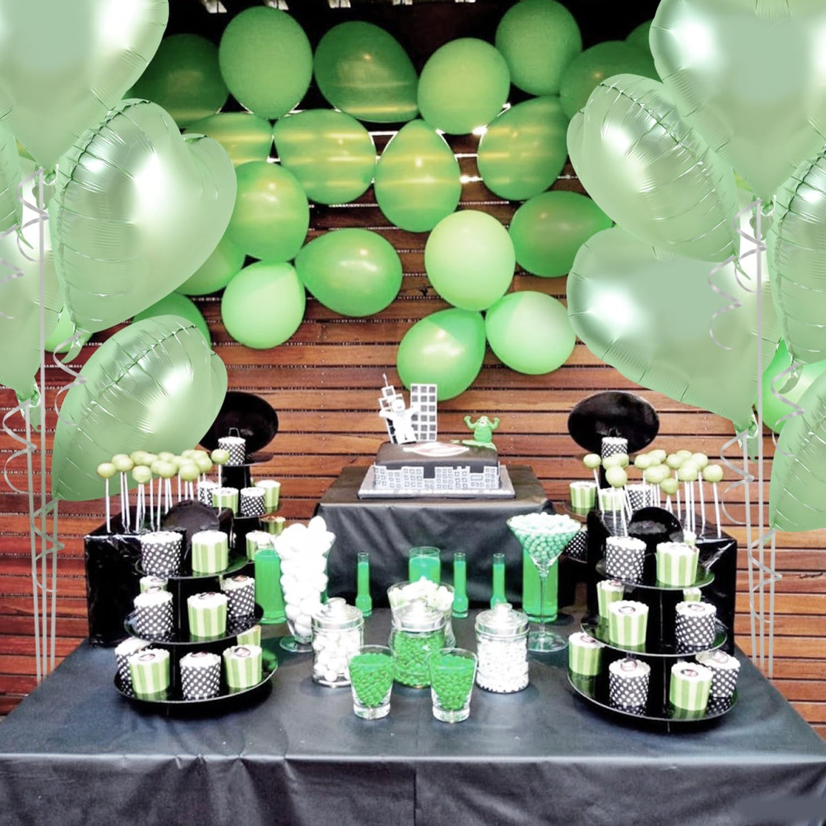 TONIFUL 30Pcs 18 Inch Olive Green Heart Balloons Sage Green Heart Shape Foil Mylar Balloons
