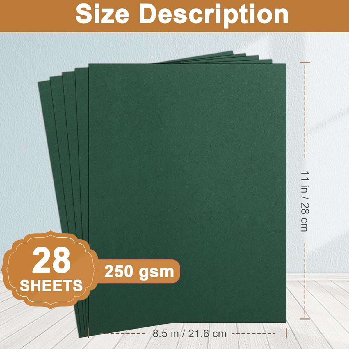 28 Sheets Dark Green Cardstock 8.5 x 11 Craft Paper, 92lb Heavyweight Christmas Green Card Stock