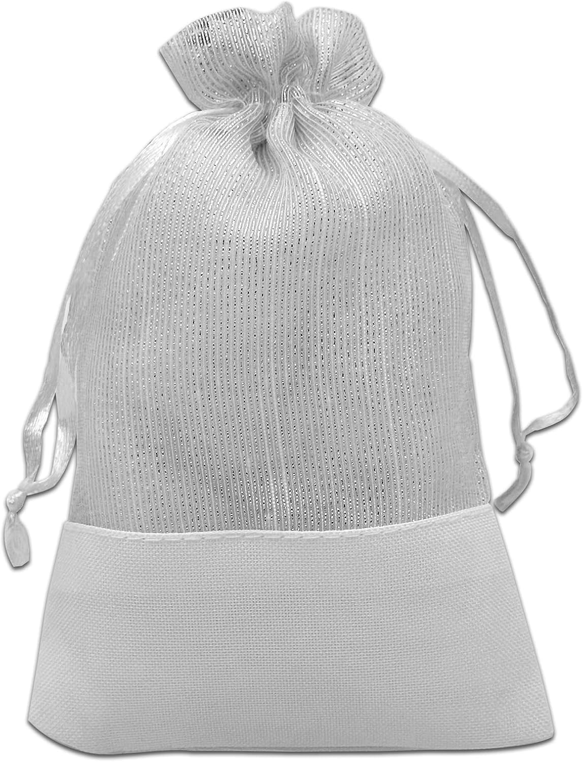 TheDisplayGuys For Your Modern Living 24-Pack Linen & White Organza Gift Bags with Drawstrings