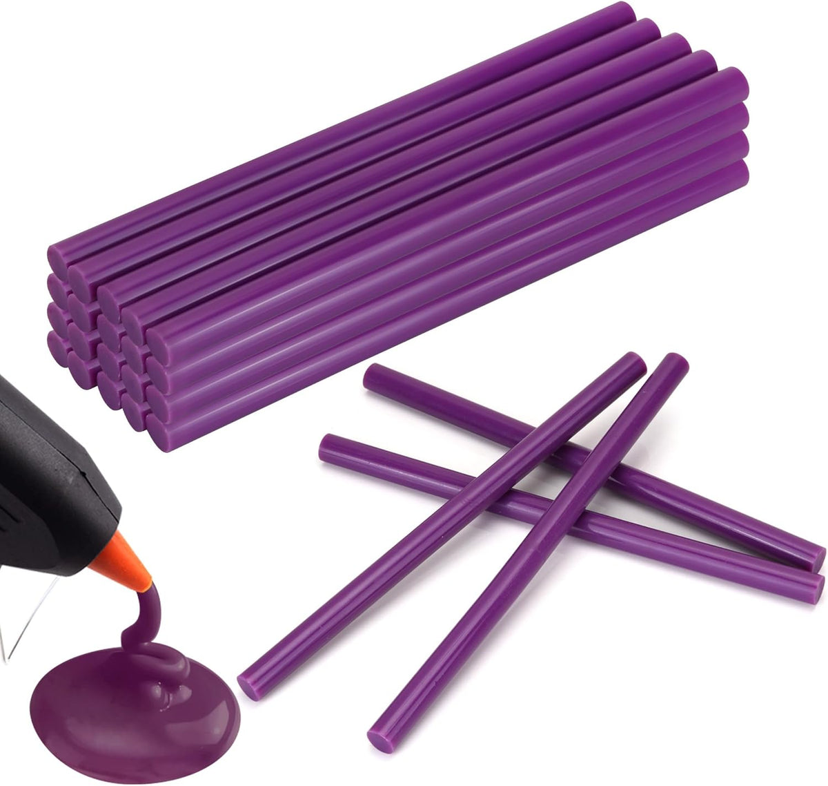 MATUFF Purple Hot Glue Sticks Full Size 0.43” Dia x 8” Long, 20 pcs Hot melt Adhesive Glue Sticks