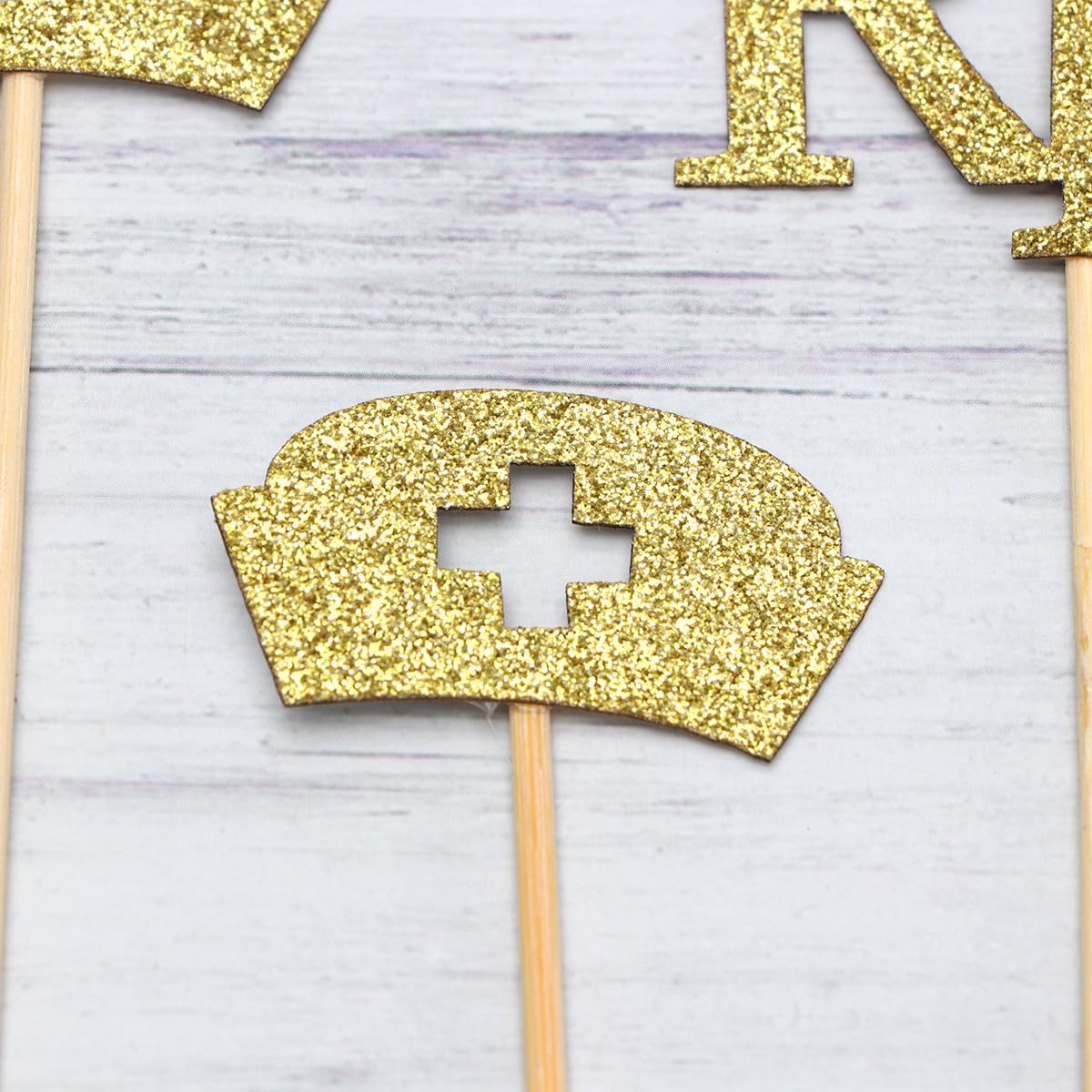Cupcakes Cupcake Topper 24pcs Cupcake Toppers for Rn Themed Graduation Party Supplies Golden