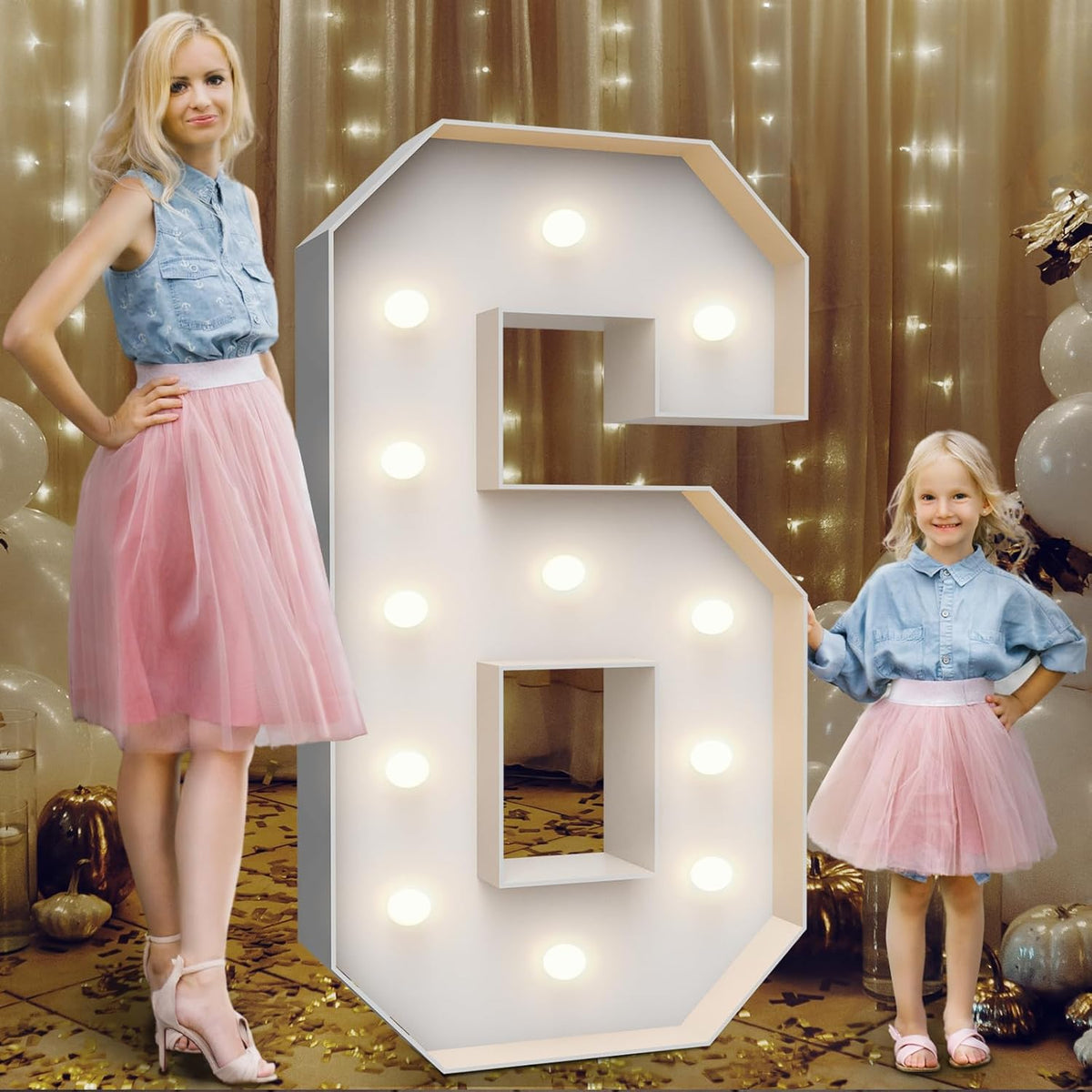 4FT Marquee Light Up Numbers 6,Party Decoration Large Marquee Light Up Letters with Weighted Water