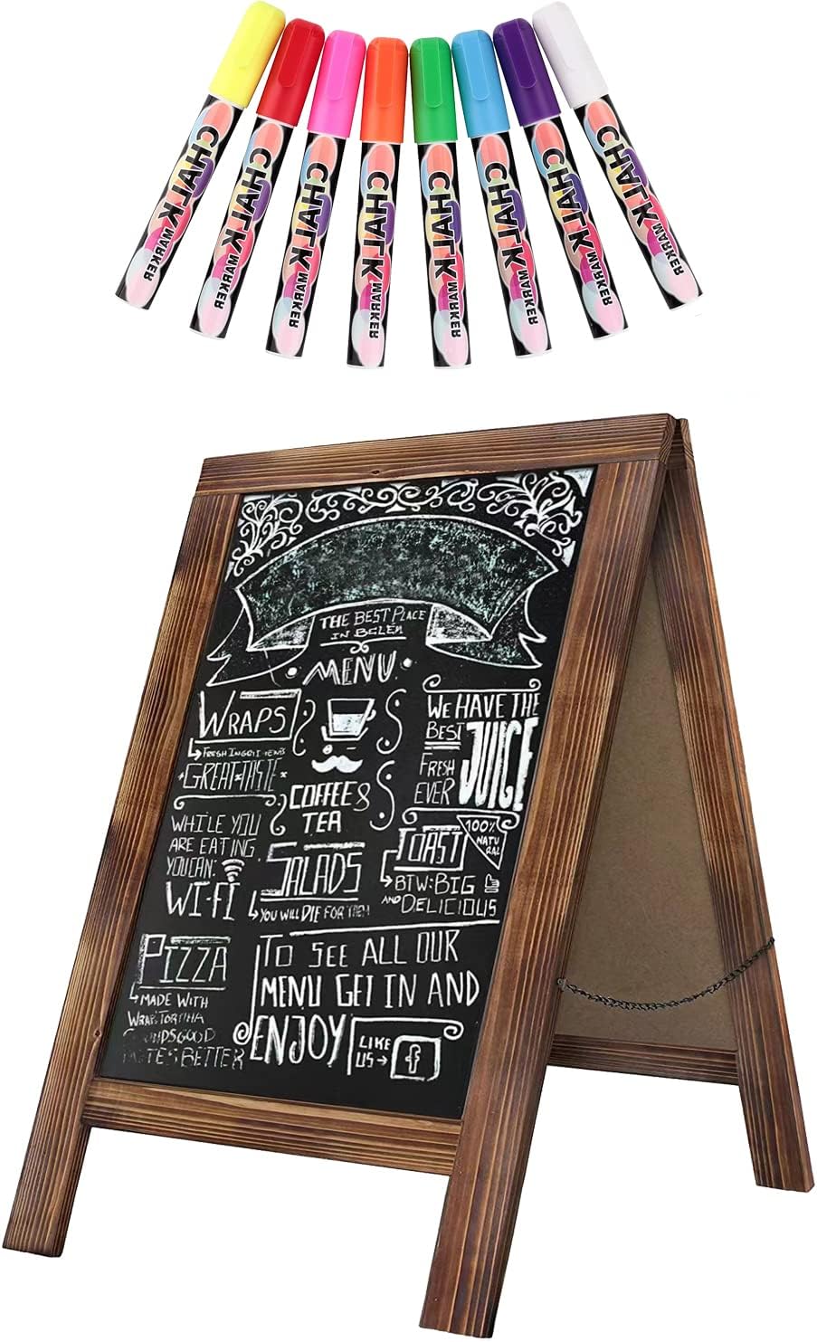 Rustic Whitewash Double Sided Chalkboard, 7.5"*8.6" Tabletop Stand, Small Countertop Chalkboard
