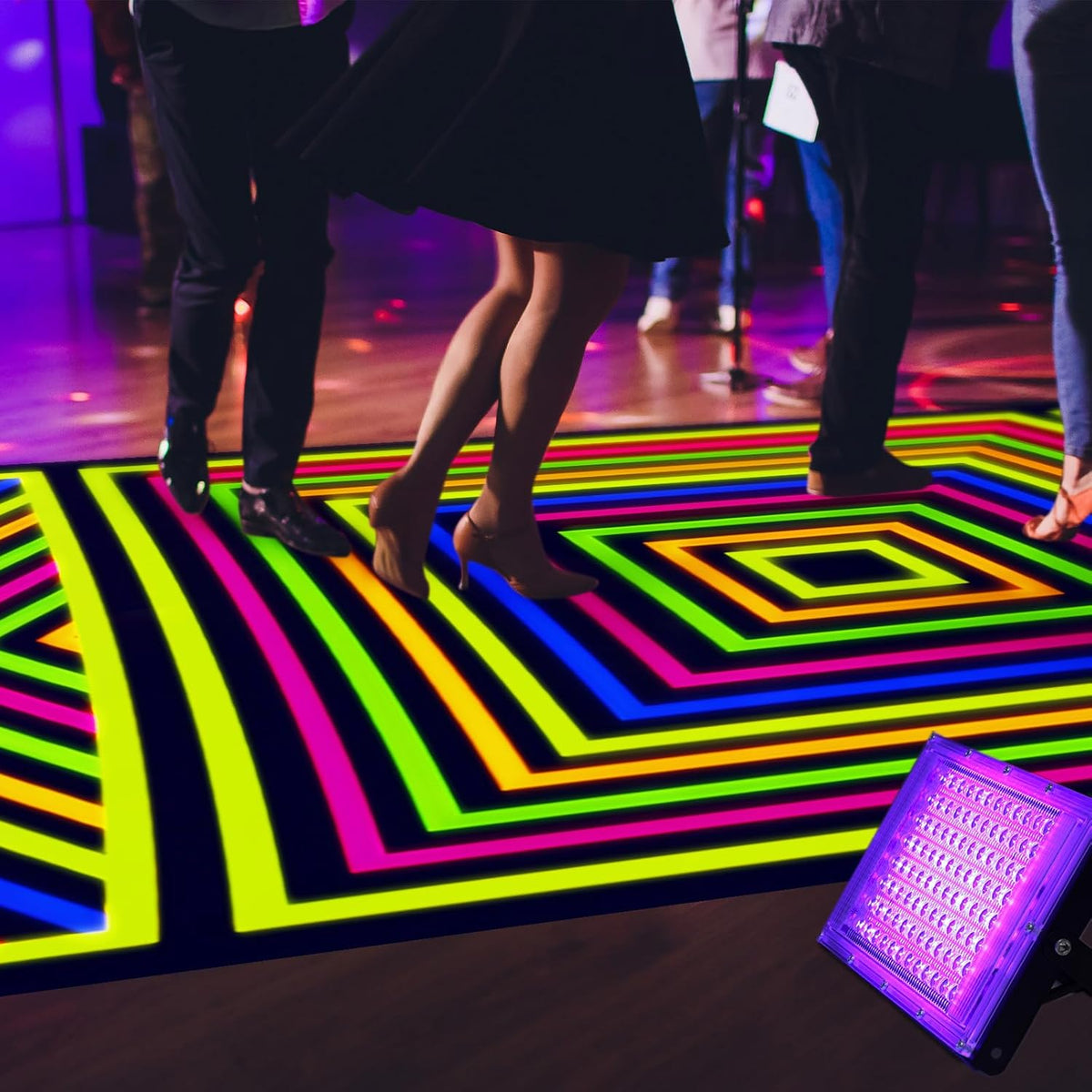Haull 118 x 39 Inch Neon Light up Dance Floor Glow in The Dark Runner UV Reactive Blacklight Floor
